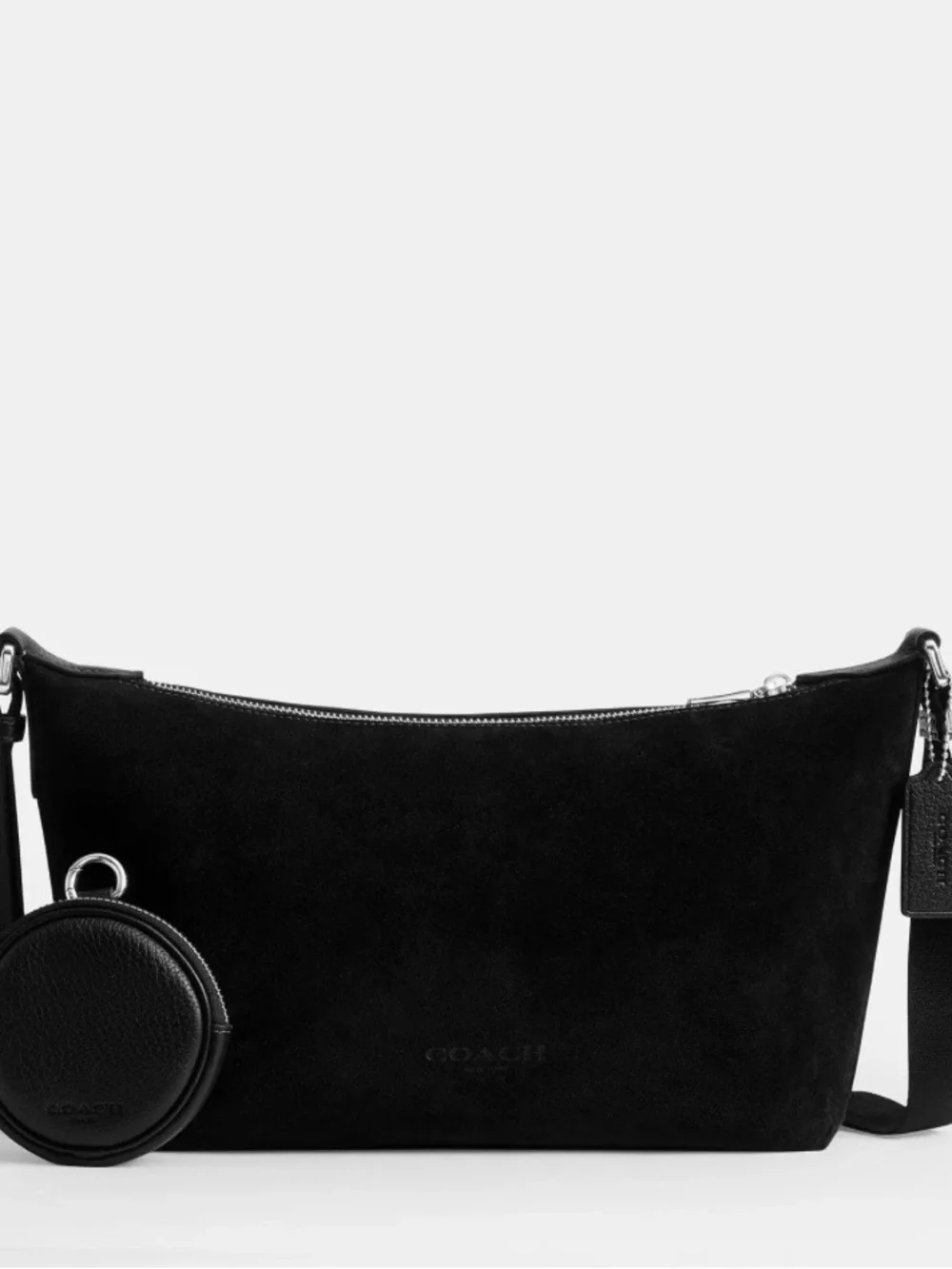 Coach Small Finn Crossbody Bag With Pouch in Black Suede NWT